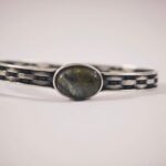 925 Silver and natural Labradorite gemstone Bangle for men in Pakistan by dango