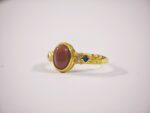 Red Agate Matte Gold-Plated 925 Silver Adjustable Ring