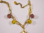 Gold-Plated Gemstone Charm Bracelet – 17cm | Paperclip Chain with Tourmaline, Jade & Pearls - Image 3