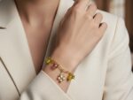 Gold-Plated Gemstone Charm Bracelet – 17cm | Paperclip Chain with Tourmaline, Jade & Pearls - Image 2