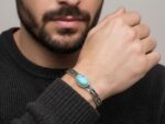 925 Silver Natural Turquoise (Feroza) Cuff Bangle - Image 2