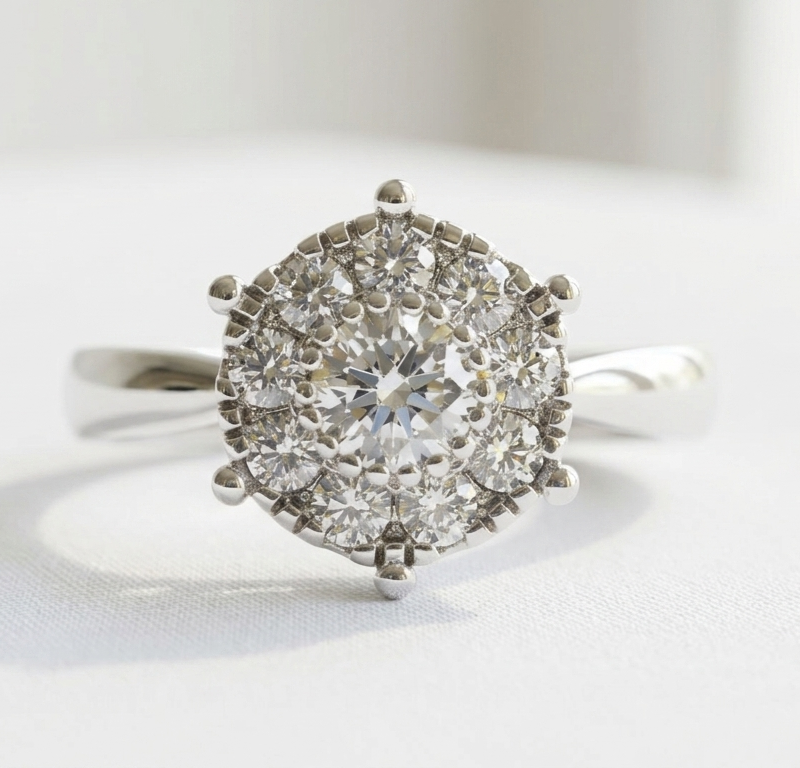 Cluster Zircon in 925 sterling silver Ring for women in Pakistan by dango