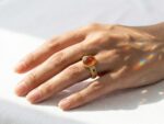Natural Red Agate (Aqeeq) Matte Gold-Plated 925 Silver Adjustable Ring - Image 2