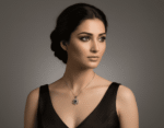 Silver-Plated Natural Black Opal Pendant Necklace – Elegant Floral Design - Image 3