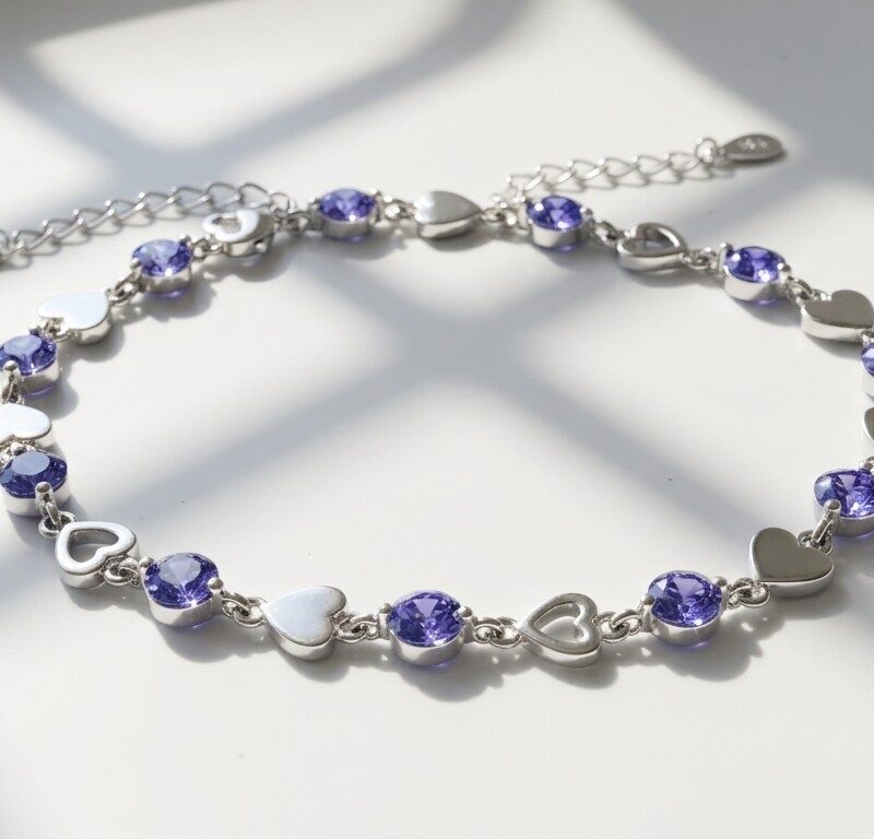 925 Silver Heart Bracelet for women in Pakistan by dango
