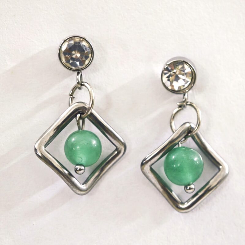 Natural Green jade Gemstone Stainless Steel tarnish free Earrings for women in Pakistan by dango