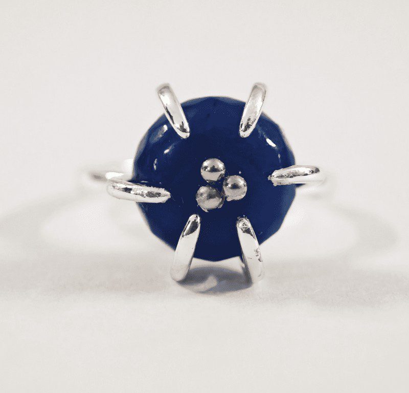 Natural Lapis in stainless steel adjustable Ring for women in Pakistan by dango