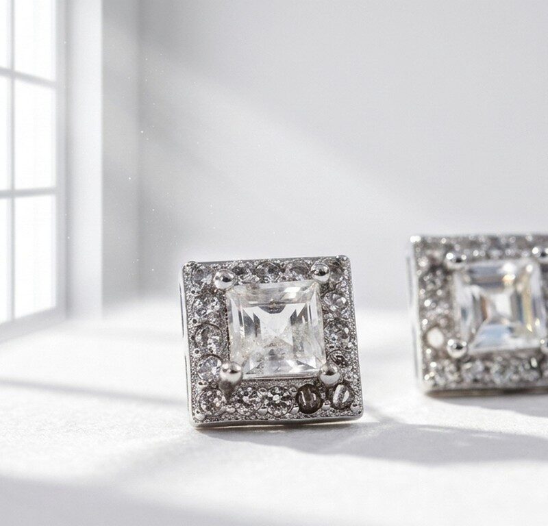 Natural Aquamarine Gemstone in 925 sterling Silver Stud Earrings for women in Pakistan by dango
