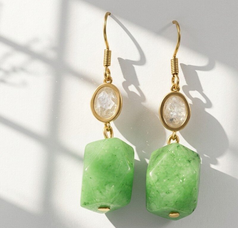 Natural Green Emerald Gemstone Earrings for women in Pakistan by dango