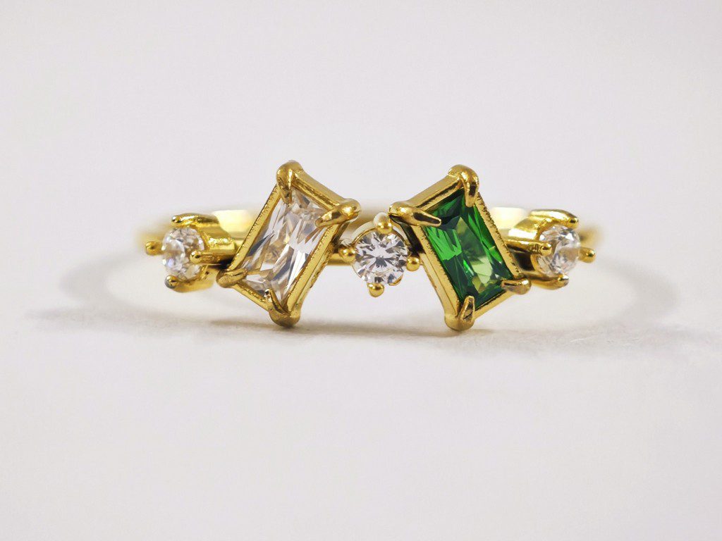 delicate zircon ring gold plated steel Minimal Ring for women in Pakistan by dango