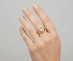 Gold-Plated Stainless Steel Chunky Ring with Triangular Zircon - Image 2