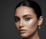Stainless Steel Natural Jade (Kasbi) & Zircon Earrings - Image 2