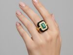 Adjustable Malachite & Zircon Statement Ring - Image 2