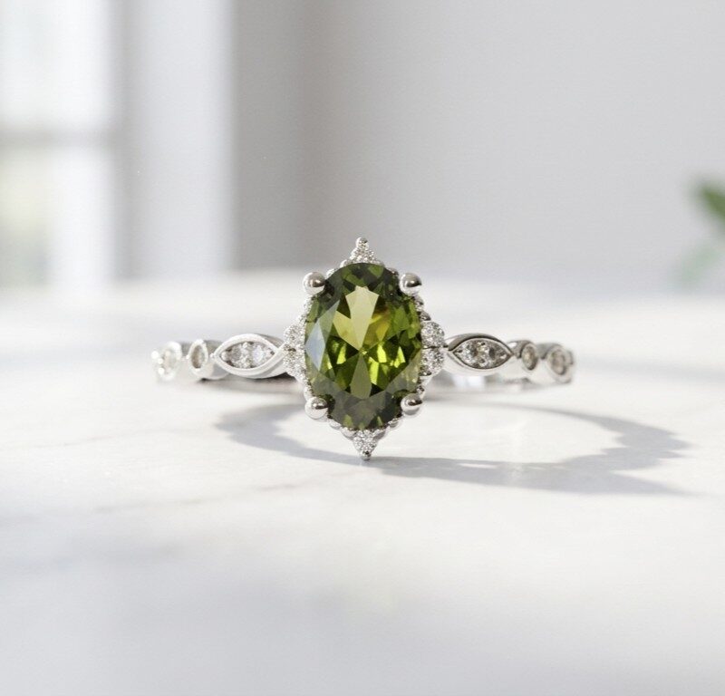 green zircon in 925 Sterling Silver Ring for women in Pakistan by dango