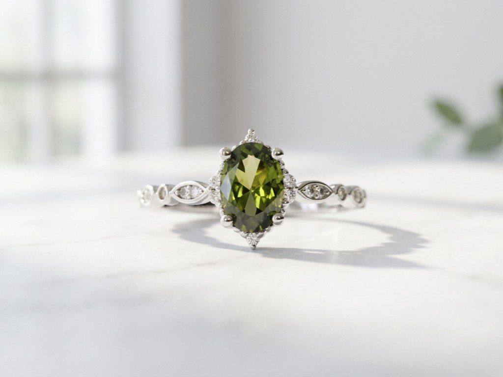 green silver ring pakistan green zircon in 925 Sterling Silver Ring for women in Pakistan by dango