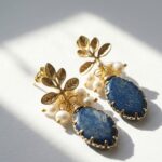 Natural Lapis and pearls in gold plated silver Earrings for women in Pakistan by dango