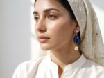 Stainless Steel Earrings with Natural Lapis (Lajward) & Pearl - Image 2