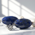 Natural Lapis and Pearl Gemstone Earrings for women in Pakistan by dango