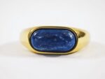 Natural Lapis Gemstone gold plated steel Ring for women in Pakistan by dango