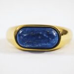 Natural Lapis Gemstone gold plated steel Ring for women in Pakistan by dango