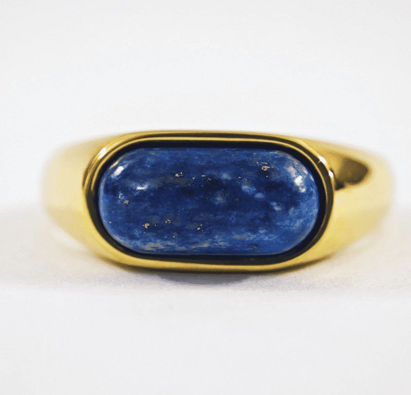 Natural Lapis Gemstone gold plated steel Ring for women in Pakistan by dango