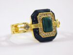 Adjustable Malachite & Zircon Statement Ring - Image 3