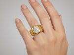 Gold-Plated Stainless Steel Chunky Ring with Zircon - Image 2