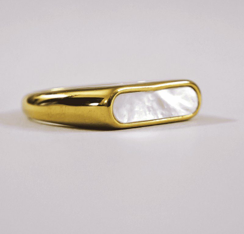 Mother of Pearl in gold plated steel Ring for women in Pakistan by dango