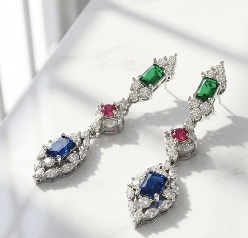Multi color Zircon Earrings for women in Pakistan by dango