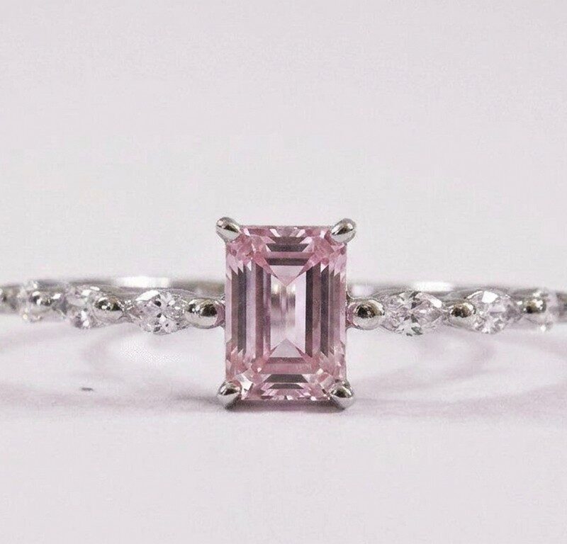 Pink zircon in 925 Sterling Silver Minimal Ring for women in Pakistan by dango
