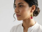 Natural Ruby (Laal) Earrings with Turkish Meena Bead - Image 2