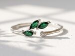 green zircon in bamboo style band in 925 Sterling Silver ring for women in Pakistan by dango