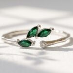 green zircon in bamboo style band in 925 Sterling Silver ring for women in Pakistan by dango