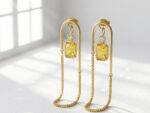 Yellow Zircon adjustable gold plated steel Earrings for women in Pakistan by dango