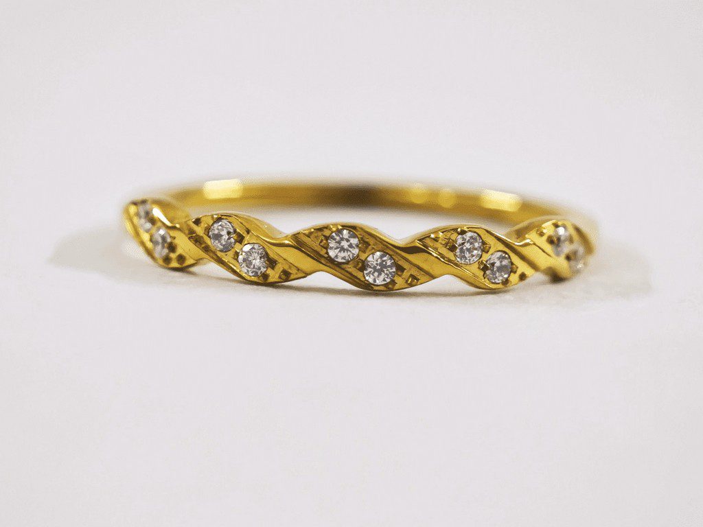 zircon-waves-ring water proof gold plated steel Minimal Ring for women in Pakistan by dango