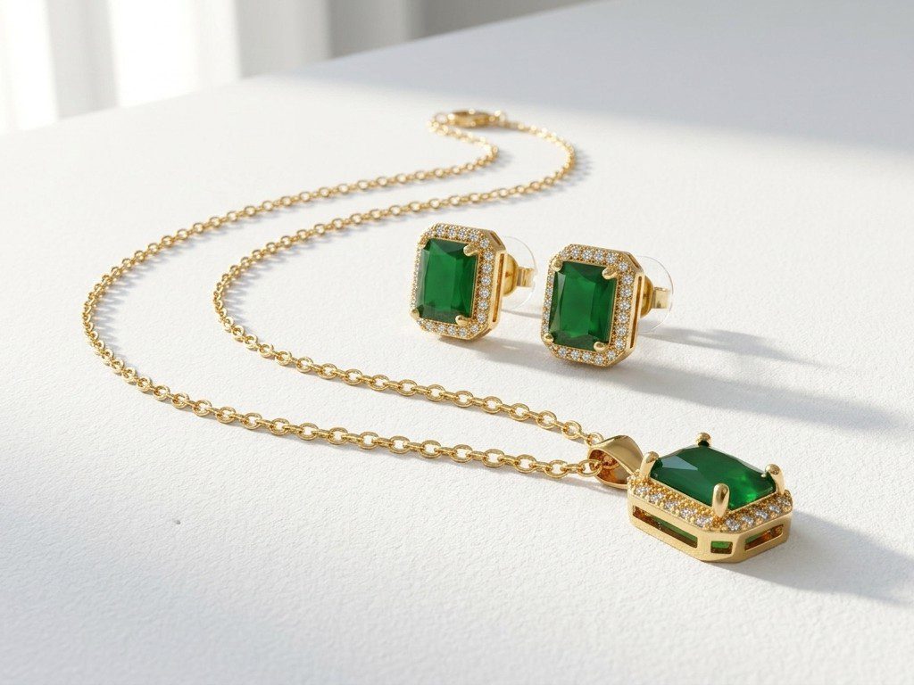 green set pakistan Green Zircon Jewelry Set for Women in Pakistan by dango