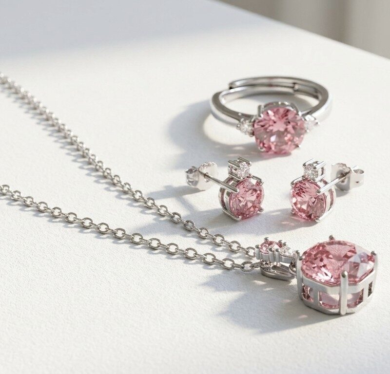 Pink Zircon Jewelry Set for women in Pakistan by dango