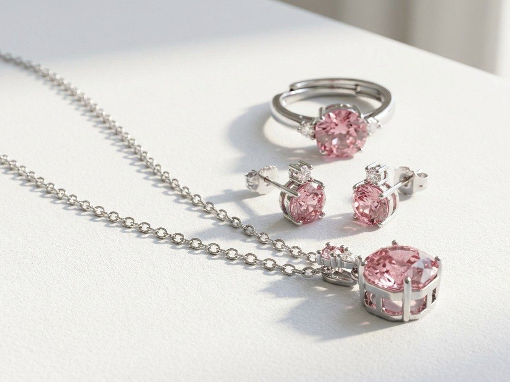 pink zircon set pakistan Pink Zircon Jewelry Set for women in Pakistan by dango