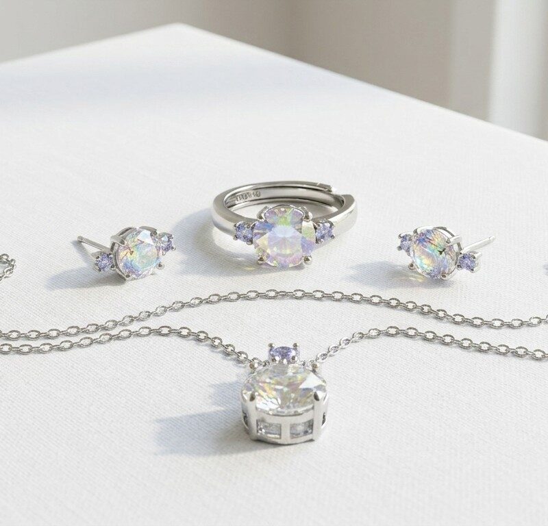 Light Pink Zircon Jewelry Set for Women in Pakistan by dango