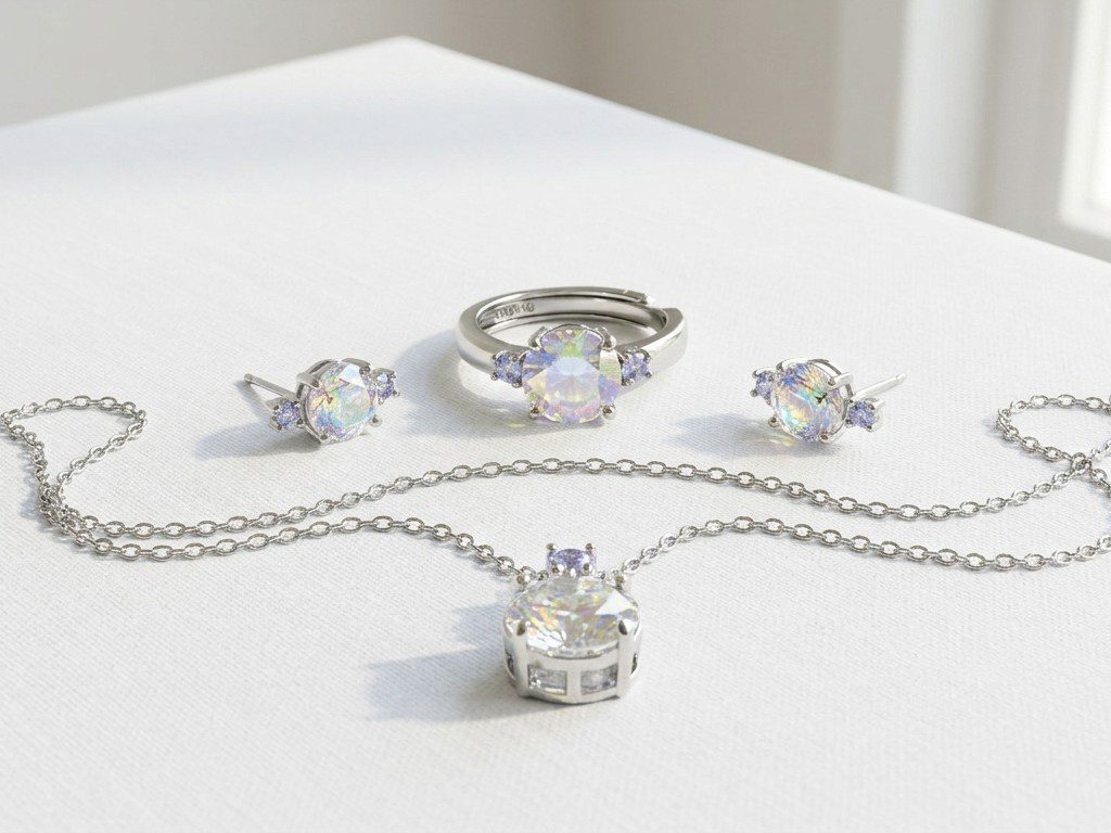 rose cut zircon set Light Pink Zircon Jewelry Set for Women in Pakistan by dango
