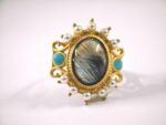 Natural Labradorite Gemstone Gold Plated Silver Ring for women in Pakistan by dango