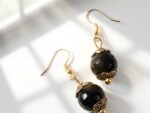 Natural Black Agate Gemstone Earrings for women in Pakistan by dango