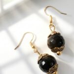 Natural Black Agate Gemstone Earrings for women in Pakistan by dango