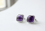 Natural amethyst gemstone in 925 silver stud earrings for women in Pakistan by Dango