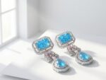 Blue Statement Wedding Earrings for women in Pakistan by dango