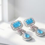 Blue Statement Wedding Earrings for women in Pakistan by dango