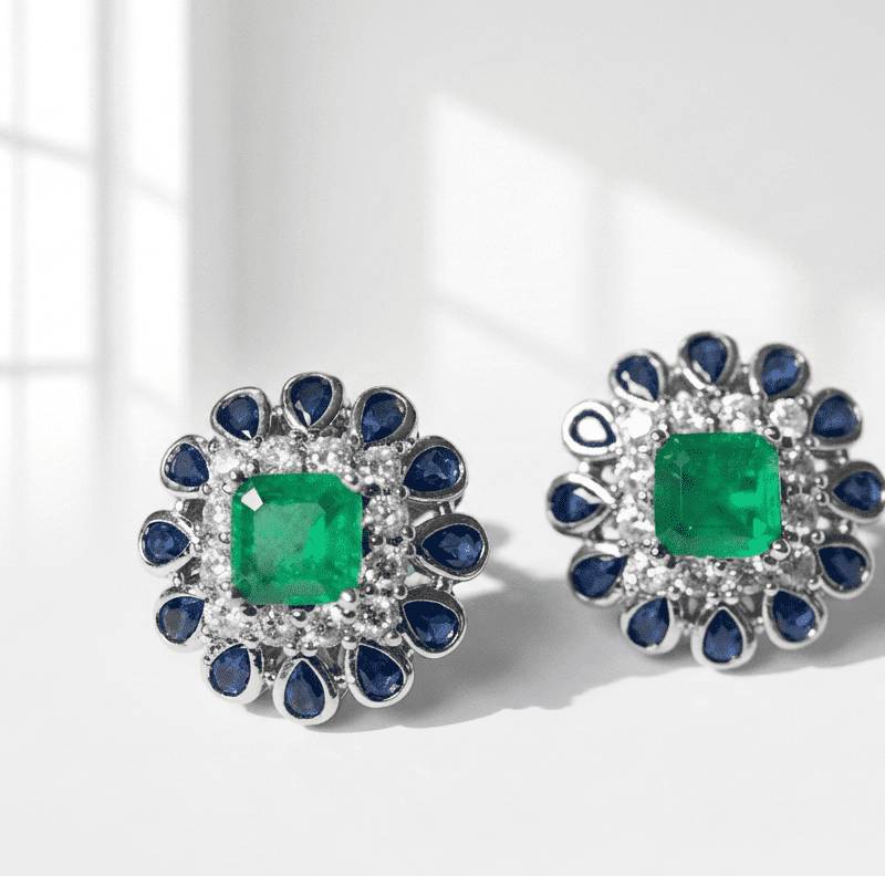 blue and green zircon stud earrings for women in pakistan by dango