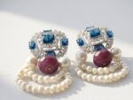 Natural Pearl and ruby gemstone Wedding Earrings for women in Pakistan by dango