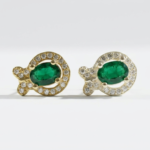 Natural Emerald Gemstone in 925 Sterling Silver Stud Earrings for Women in Pakistan by Dango