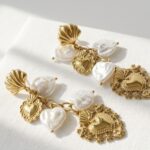 Gold-Plated Steel Heart Dangle Earrings for women in Pakistan by dango